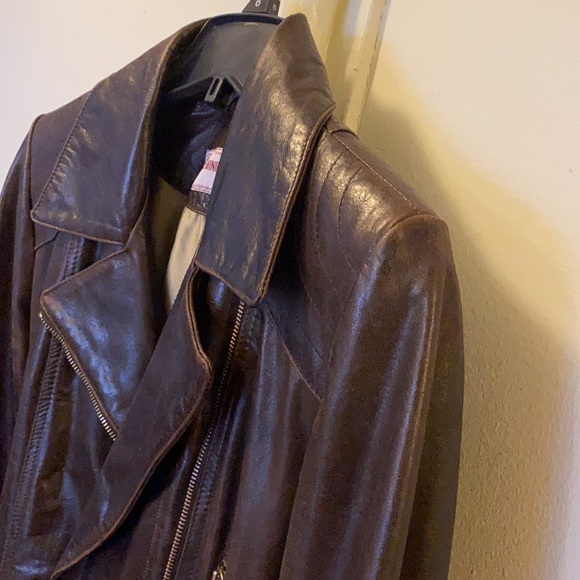 Leather Moto Jacket by FEMININ TOUCH. - Picture 12 of 13
